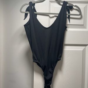 Black Shoulder Tie Bodysuit